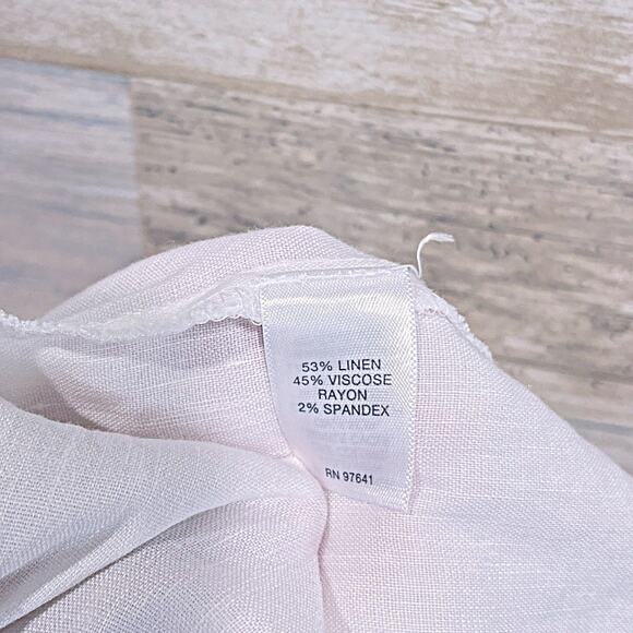 J JILL Linen Stretch Crop Wide Leg Sailor Pants White Buttons Womens 4 Petite 4P - Picture 7 of 7